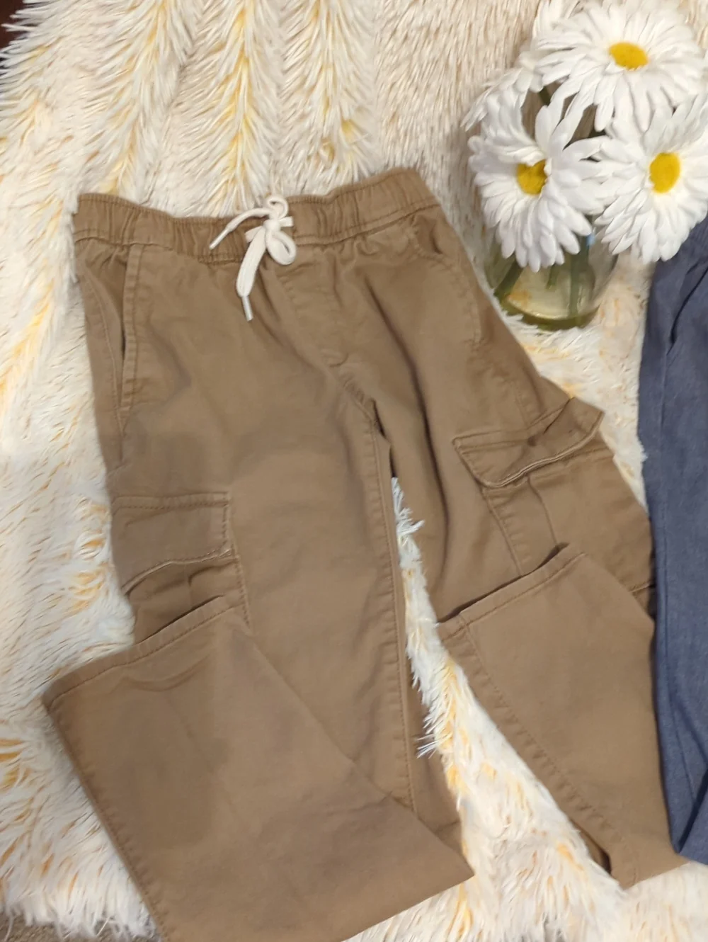 👖🤎💙Old Navy Slim Taper Drawstring Pants in Tan and Blue🤎💙👖